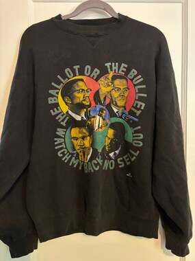 Malcolm X The Ballot or the Bullet Graphic Sweatshirt Mr K Black Crewneck
